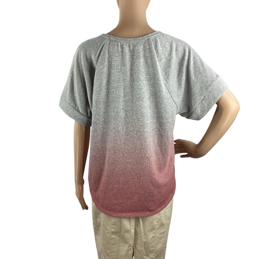 Lucky Brand Hacci Ombré Lounge Sleep T-Shirt Gray Rose M - Picture 5 of 6